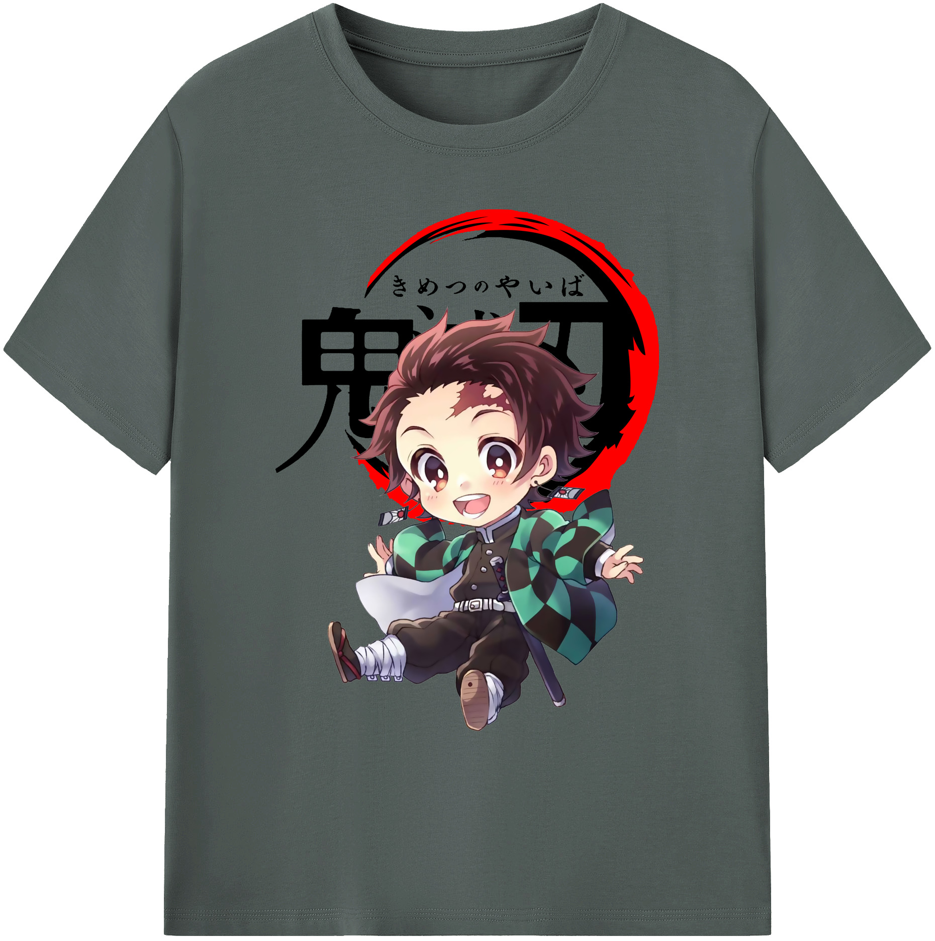 （画像用） 鬼滅の刃 竈門 炭治郎／かまど たんじろう Kamado Tanjirou 綿100％ メンズ半袖Tシャツ｜肌触りやわらか＆通気性